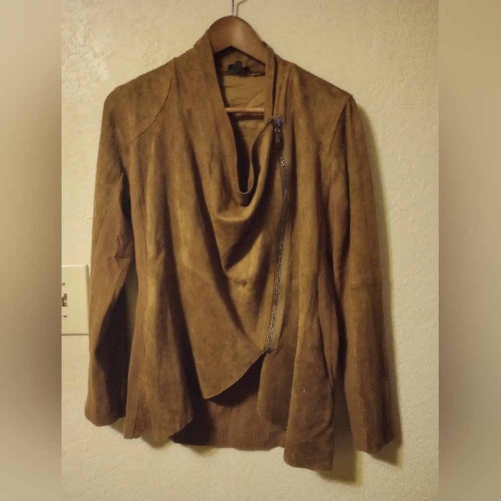 Fate Faux Brown Draped Suede Blazer